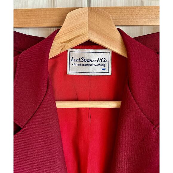 Vintage Levi Strauss & Co Maroon Blazer and Skirt Suit Set Size Small - Picture 3 of 10
